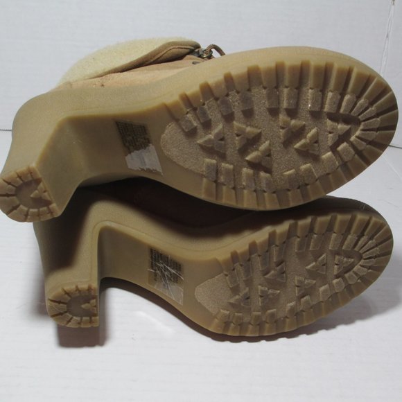 Mudd Womens Sz 6 Suede Combat Ankle Boots Tan EC - Picture 7 of 8